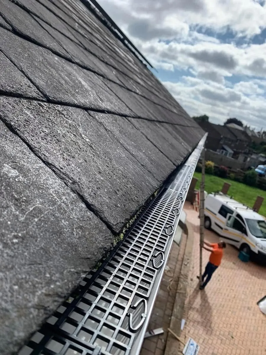 Gutter guard fitted on a slate roof in Bovey Tracey