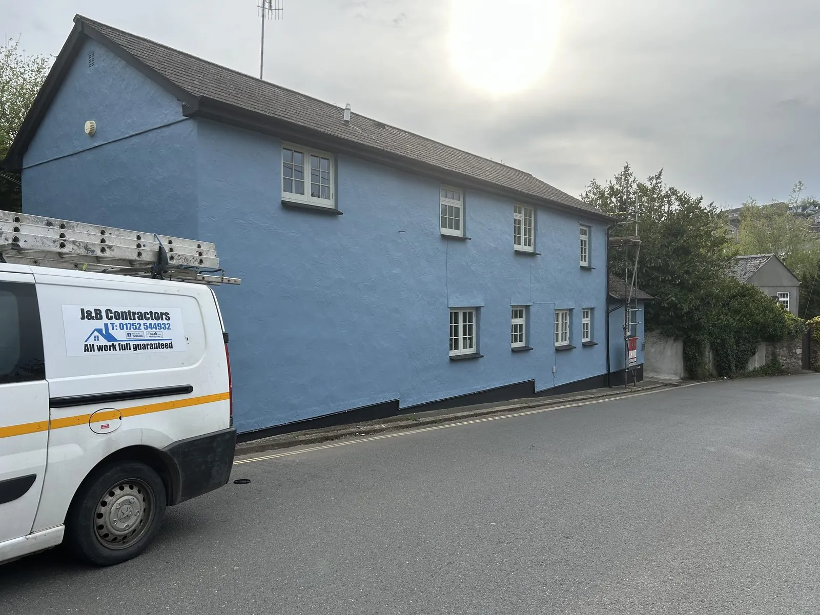 Exterior painting of a detached house in Bovey Tracey